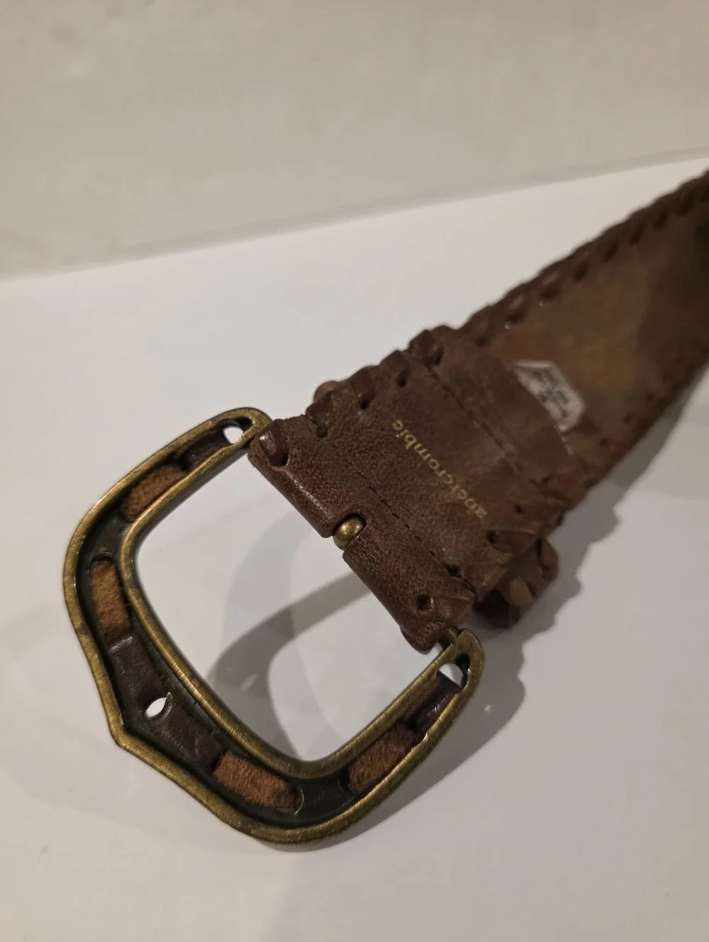 Vintage Y2K Abercrombie & Fitch Boho Floral Embroidered Leather Belt